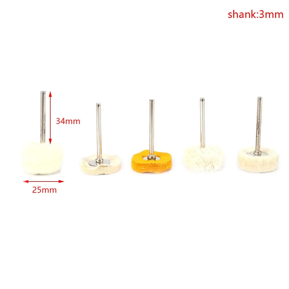 10Pcs 1 Inch 25mm Cotton Abrasive Buffing Wheel Set Wool Felt Polishing Wheels Brush 1/8'' Shank Rotary Tools For Watch Jewelry