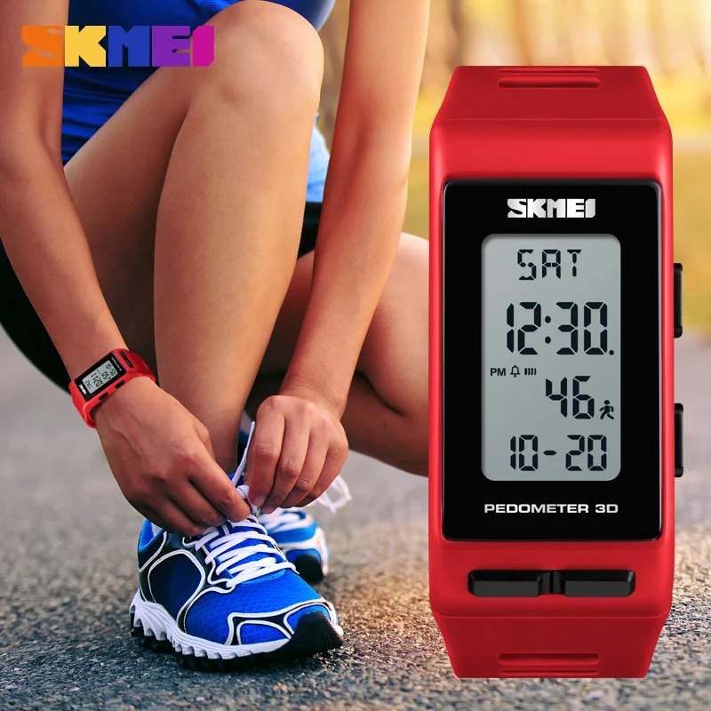 SKMEI Fashion Pedometer 3D Sport Watch Mens Womens Casual Calories Waterproof Digital Wristwatches For Ladies Female Male Clock