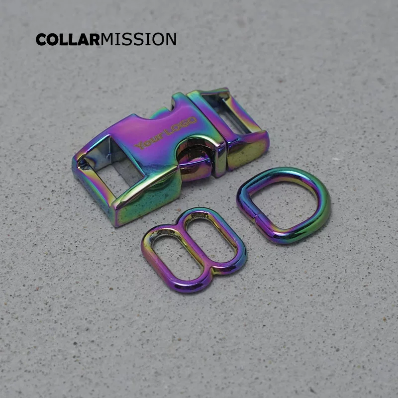 100pcs/lotEngraved 15MM (metal buckle+adjust buckle+D ring)for garment luggage backpack dog collar DIY accessory 8 Colours