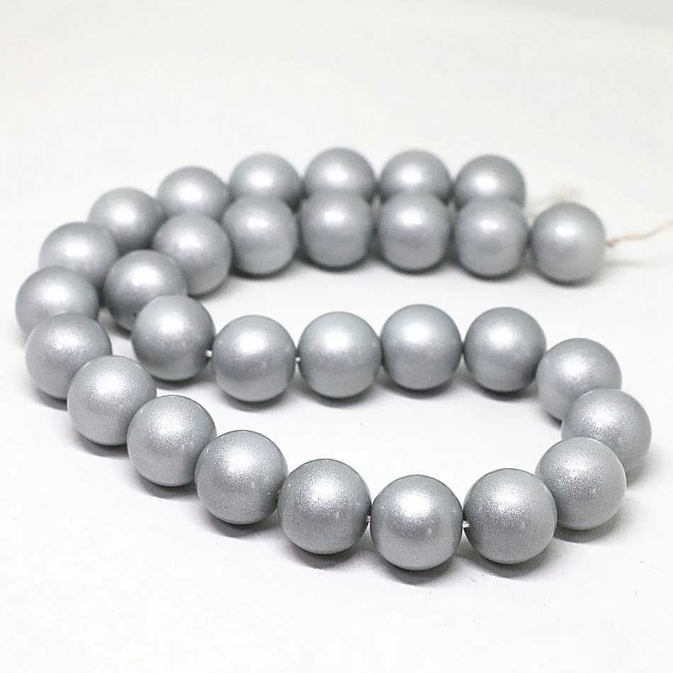 Hot sale gray smooth round baking paint glass beads 4,6,8,10,12,14mm fit diy neckalce bracelet jewelry making 15inchB1630