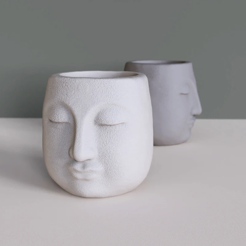 Concrete FlowerPot Silicone Mold DIY Cement Face Plant Basin Silicone mold Buddha statue Frosted Pot Molds