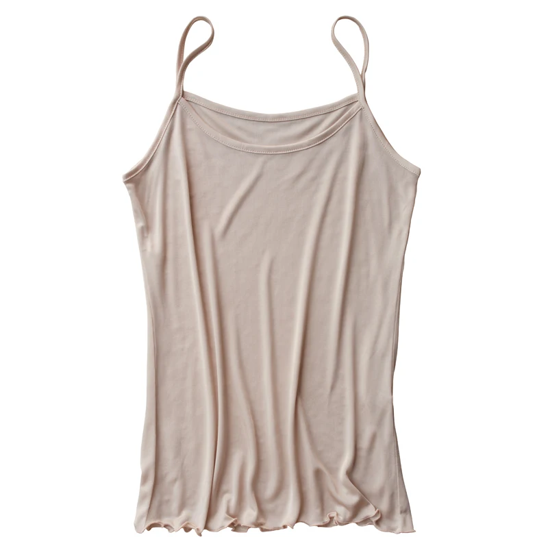 50% czysty jedwab kamizelki dla kobiet Camis halter topy podkoszulek sexy femme bielizna bielizna podkoszulek panie podkoszulki lato — zdjęcie 2