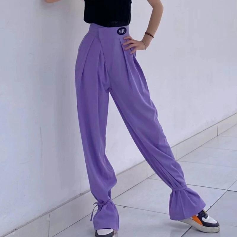 Pantalon de danse latine moderne, taille haute, vêtements de pratique latine, Chacha, Rumba, Tango