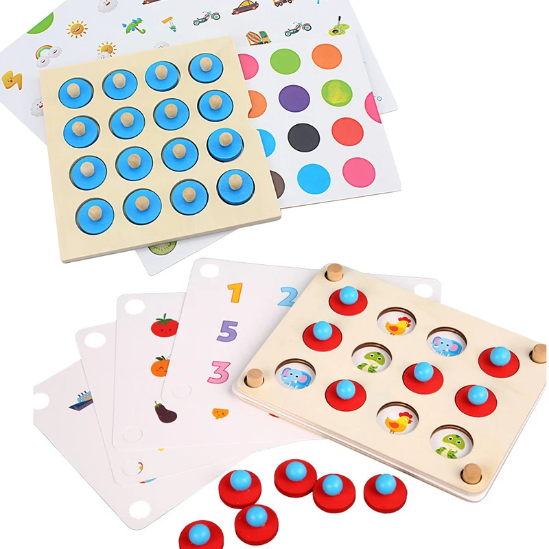 Scacchi di memoria in legno per bambini con carte di riferimento giocattoli per bambini Memory Training Family Table Game partent giochi per bambini ragazzi ragazze