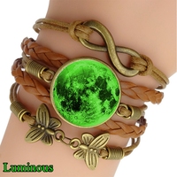 Luminous Solar System Planets Rope Bracelet Galaxy Nebula Moon Earth Mercury Saturn Braided Bracelet for Men Women