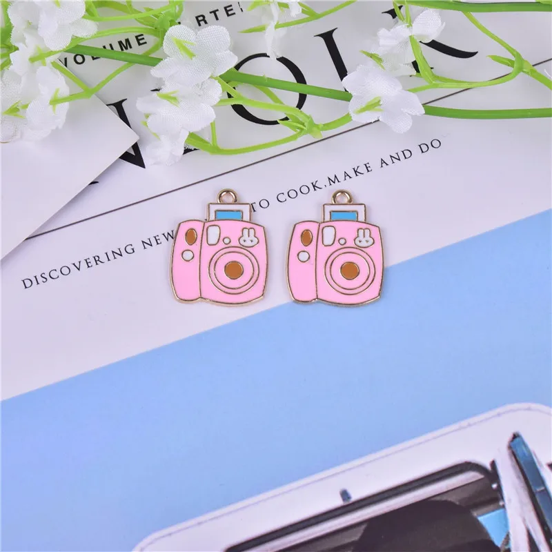 10pcs 20*25mm  Pink Pink Cartoon Camera Metal Charms Earring  Bracelet DIY Jewelry  Making  Bulk Items Wholesale
