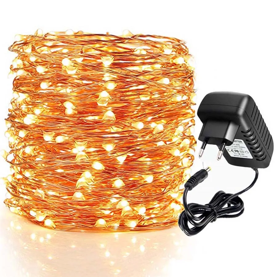 

20/30/50/100M Copper Wire Christmas Fairy String Light Wedding Villa Hotel Party Starry Garland Light With Adapter