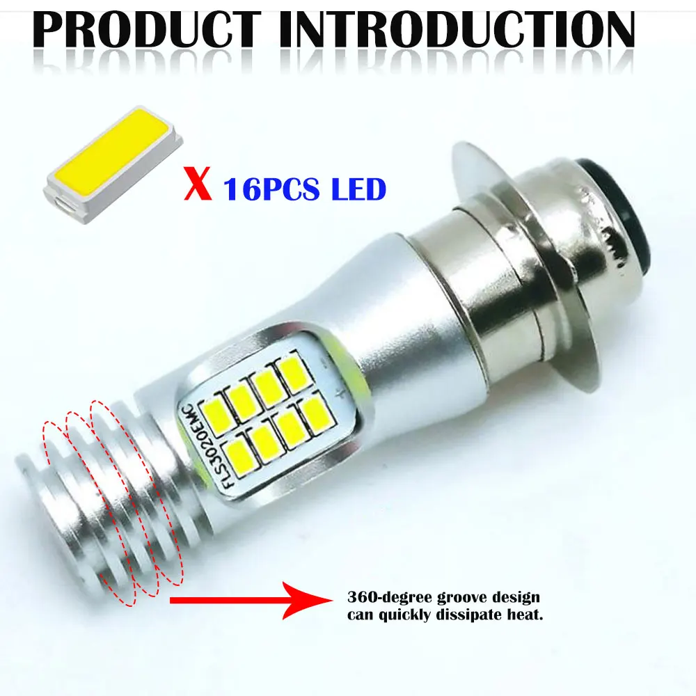 Motorcycle Headlight LED BA20D LED H6 H4 Bulbs Hi Lo beam Moto LED 16SMD 3030 LED Scooter Accessories Fog Lights 12V 24V 2000LM