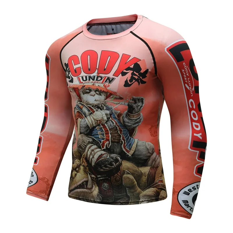 Boxing Set Compression Jersey Pants 3D orangutan Printing Rashguard KickBoxing Tight T-Shirts Trousers Muay Thai MMA Fightwear