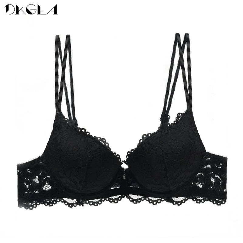 Brand Hot Sexy Push Up Bra Deep V Brassiere Thick Cotton Women Underwear Lace Purple Embroidery Flowers Lingerie A B C Cup Bras