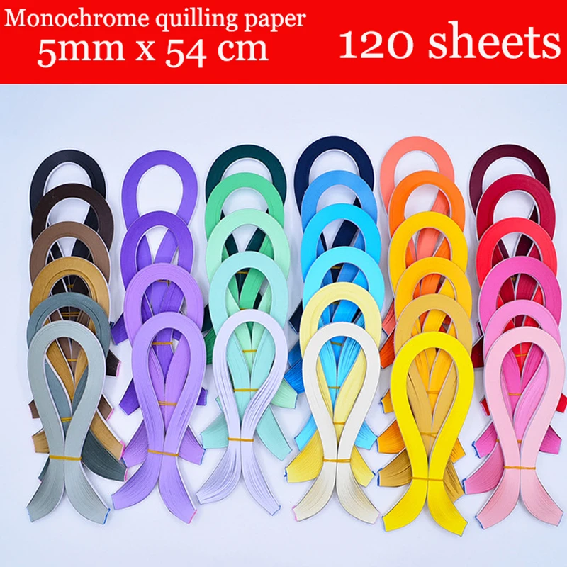 120 Stripes Quilling Paper 5mm Width Solid Color Origami Paper DIY Hand Crafts Monochrome Quill Paper for Diy Craft Home Decor