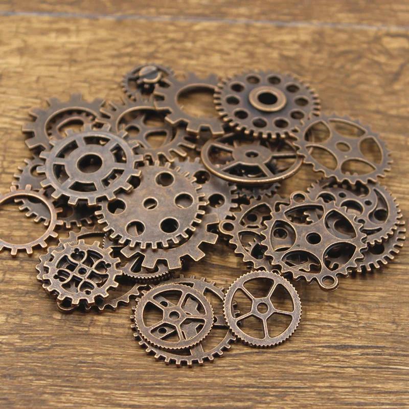 20PCS Mixed Bronze Gold Silver Color Gear Mechanical Steampunk Cogs Gears Pendants Making DIY Handmade Tibetan Finding Jewelry