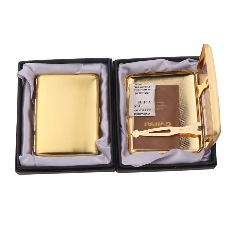 Metal Stainless Steel Men Cigarette Case with Gift Box For 16 Pcs Tobacco Cigarette Box Cigarette Holder Best Gift