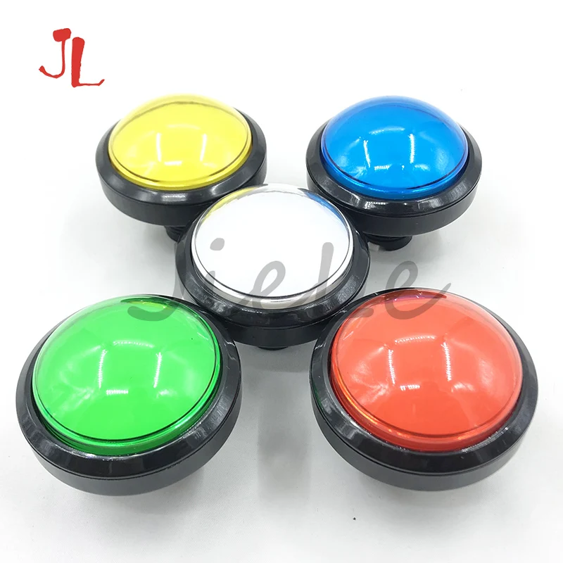 60mm Big Round Push Button LED Illuminated with Microswitch for DIY Arcade Game Machine Parts 5/12V Large Dome Light Switch