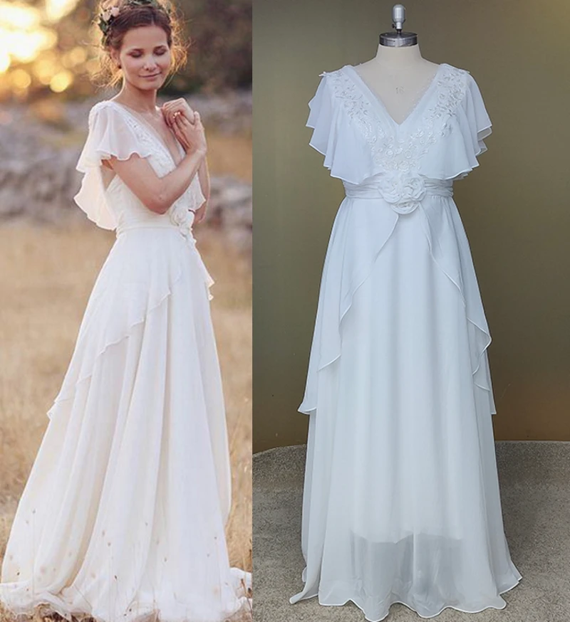 Robe de mariée bohème à col en V pour femme, robe en dentelle blanche, robe dos nu pour femme, robe éducative, ligne A, mariage sur la plage, quels que soient les patients Boho, 2021