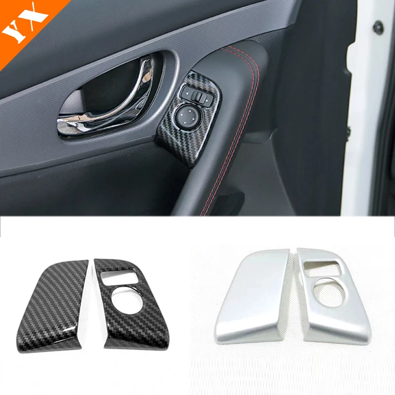 

2017 2018 2pcs for Nissan Qashqai J11 Accessories Trim ABS Matte Carbon Fibre Interior Front Door Armrest Mouldings Shell