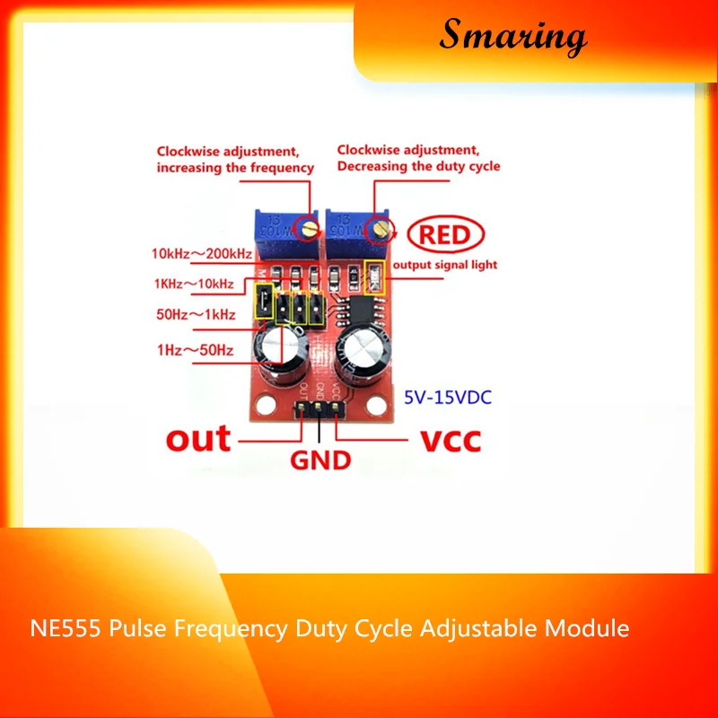 NE555 Pulse Signal Generator Adjustable Frequency Duty cycle module square wave rectangular wave generator LED indicator output