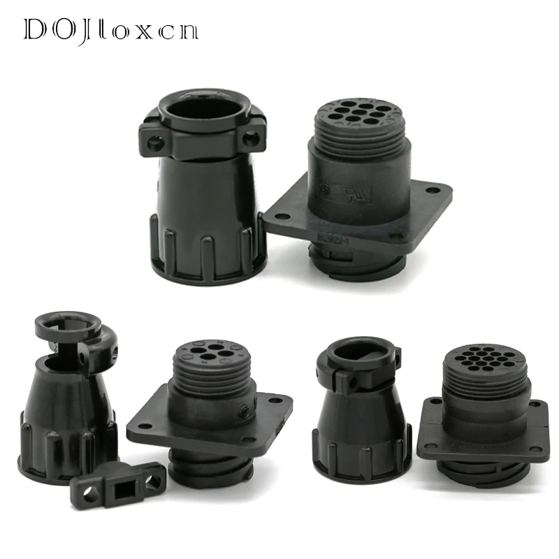 

1 Set 4 9 16 Pin TE Aviation Wiring Black Plug Male Female End With Flange Connector And Tail Clamp 182911-1 182922-1 182916-1