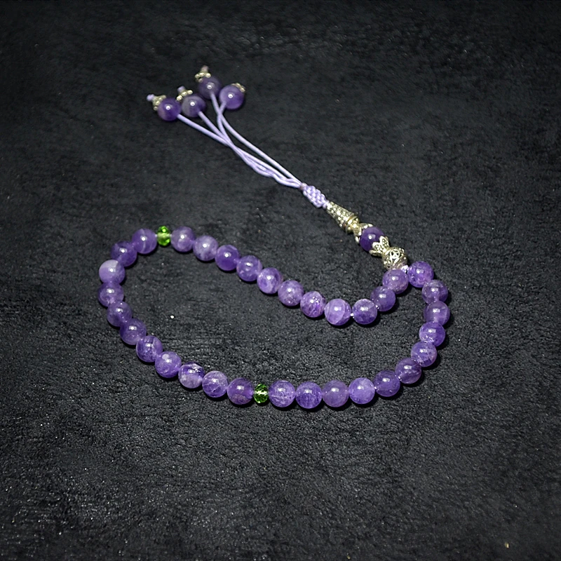 Wholesale Muslim Taisbyha Rosary 33 Amethyst 8mm Beads New Weave 33 Beads Free Shipping