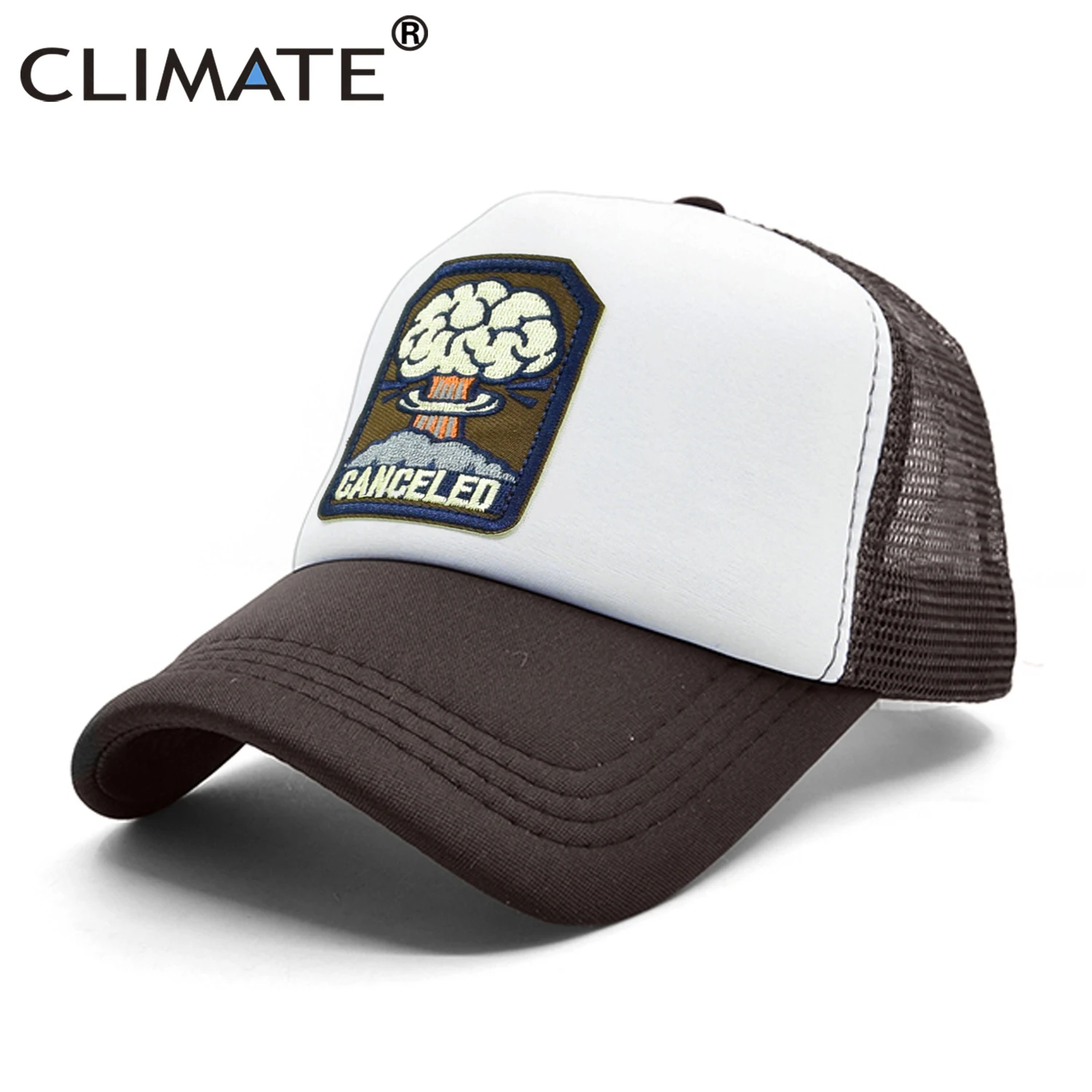 CLIMATE Canceled Mushroom Cloud Cap N-bomb Bomb Nuclear Explosion Trucker Cap Bomb Atomic Cap Nuke Hat Cap Cool Summer Mesh Cap