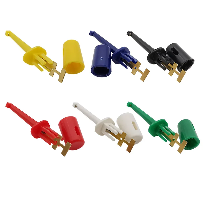 5Pcs 42mm Mini Single Test Hook Clips Test Probe for Electronic Testing IC Grabber Round Crocodile Clip Hook Test Clip