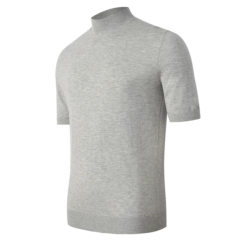 2021 Brand New Autumn Men's Light Weight Merino Wool Mock Turtleneck Sweater Undershirt Short Sleeve T-Shirt