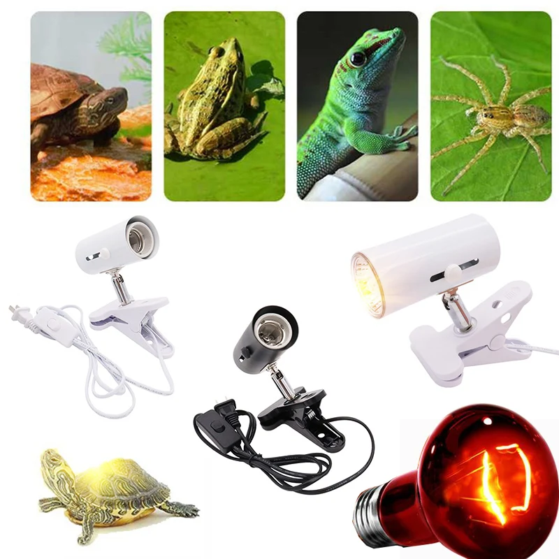 Bombilla de calor UVA para reptiles y tortugas, soporte de luz de calefacción, Clip de 360 grados, lámpara de calor para reptiles, anfibios y aves,