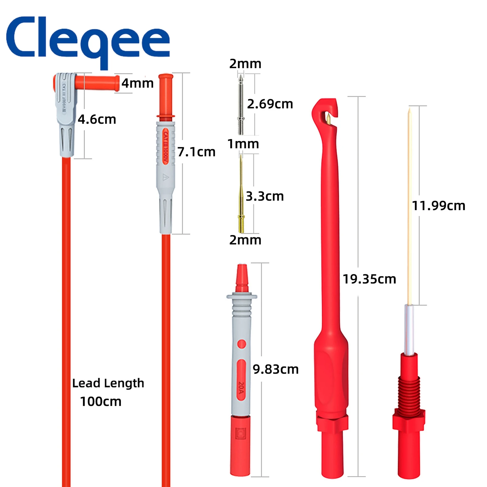 Cleqee P1033B Multimeter Test Probes Leads Kit with Wire Piercing Puncture 4mm Banana Plug Test Leads Test Probes