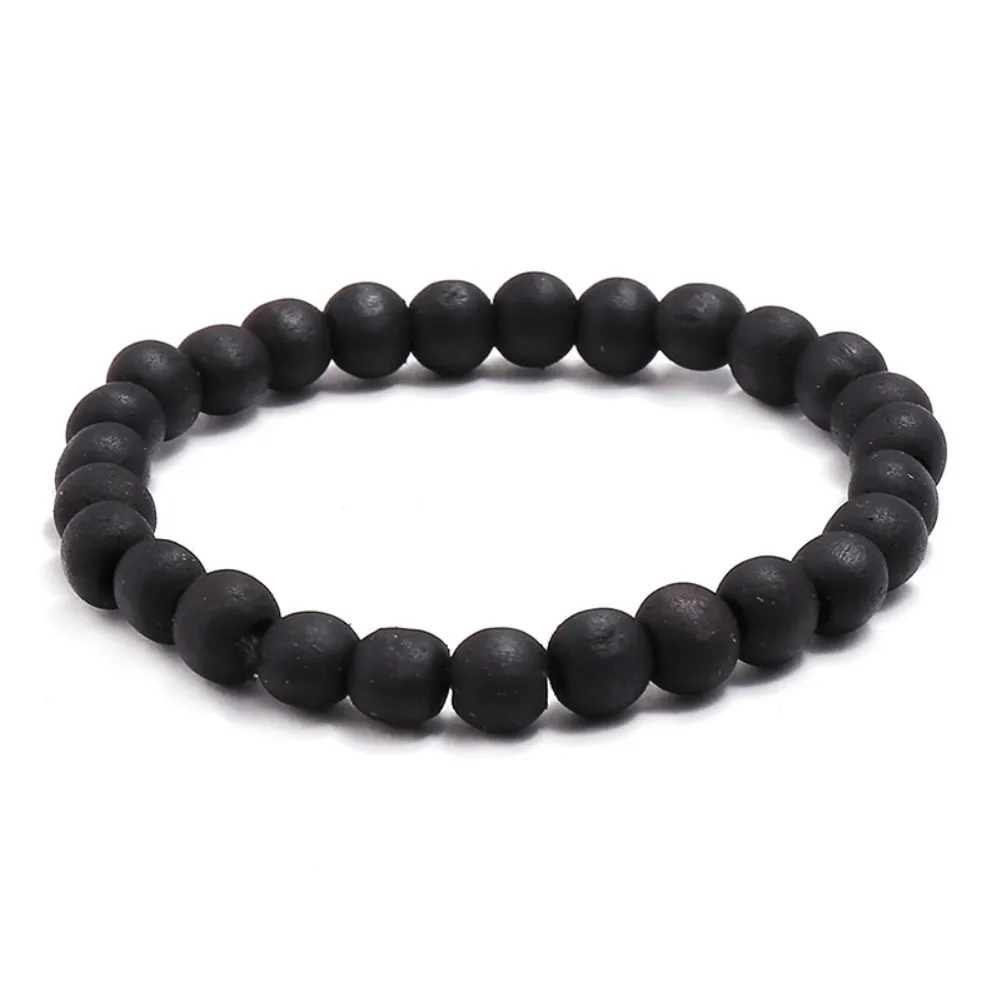 Fashion Simple Single Circle Buddha Bead Bracelet Wooden Bracelet Men's and Women's Common Religious Belief Lucky Jewelry