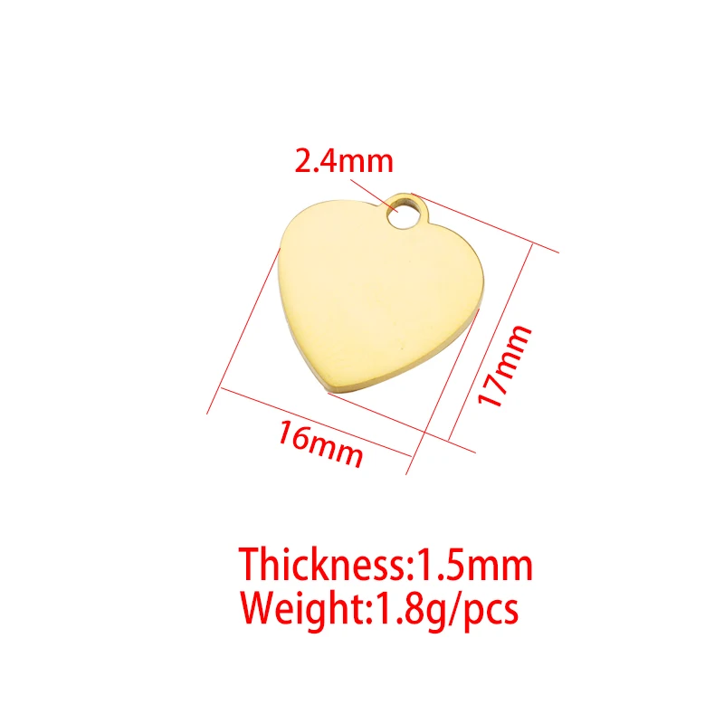 Fnixtar Mirror Polished Stainless Steel Love Heart Stamping Blanks Tags Charm Pendant Jewelry For Women DIY 17*16mm 20piece/lot