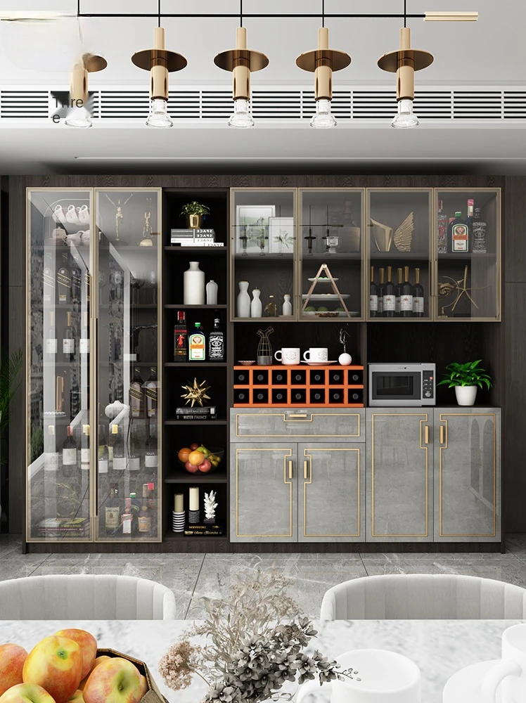 Luxury glass door living room wine cabinet wall sideboard cabinet combination multifunctional wine cabinet