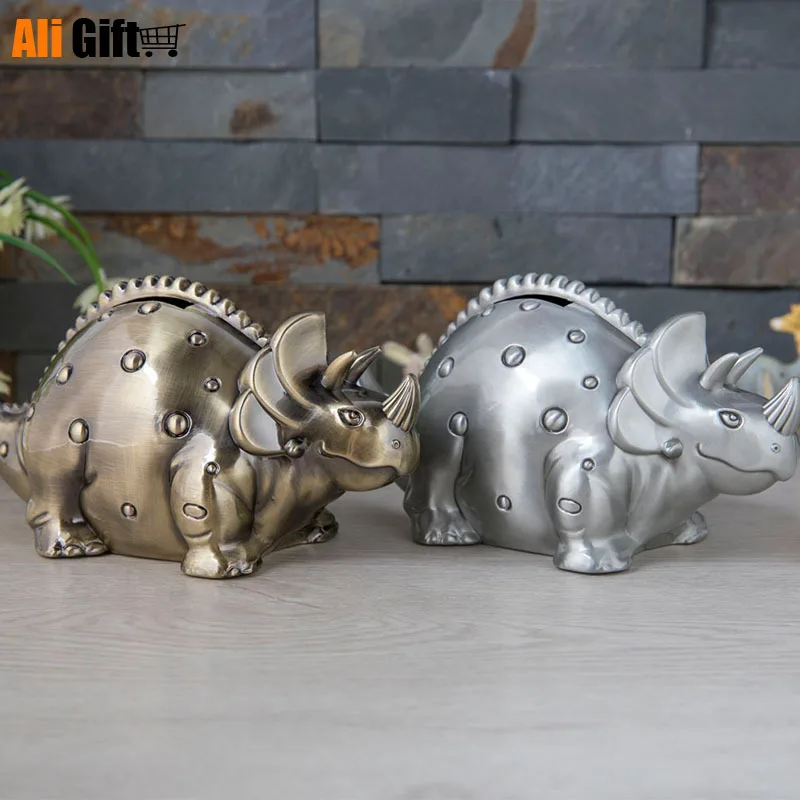 Dinosaur Piggy Bank Zinc Alloy Craft Creative Animal Piggy Bank Children's Gift Money Box Home Decoration Children's Toys