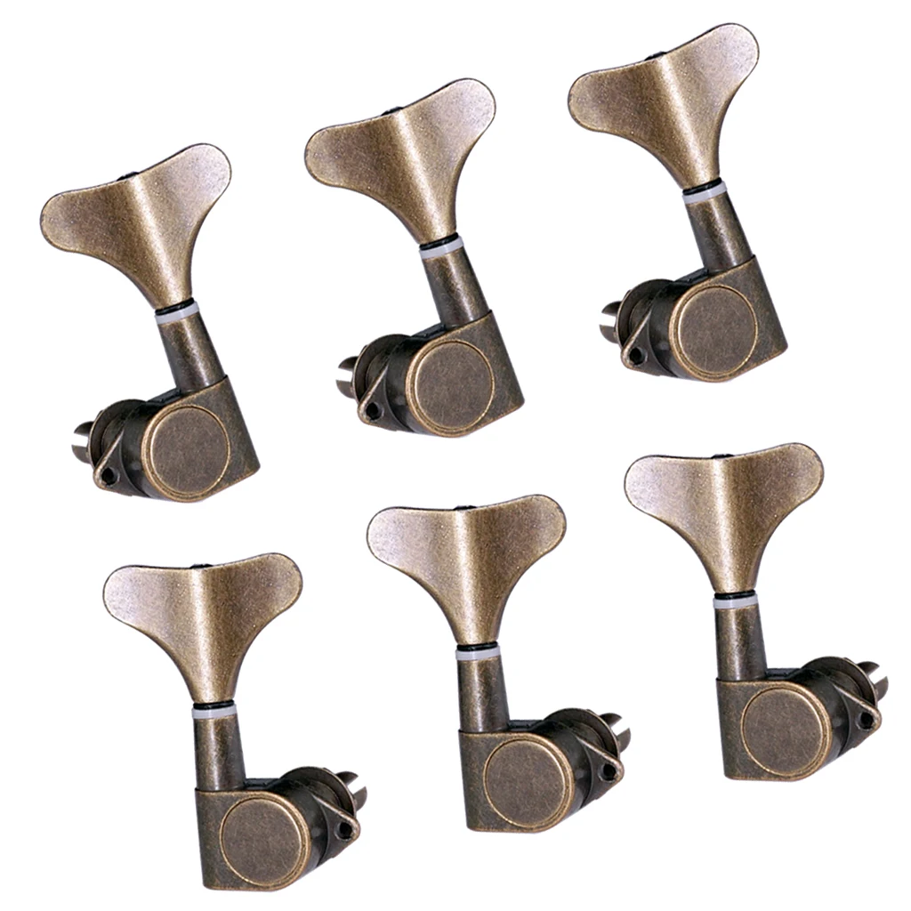 3+3 Sealed Bass Tuning Pegs Keys Machine Head Tuners for Bass, Bronze