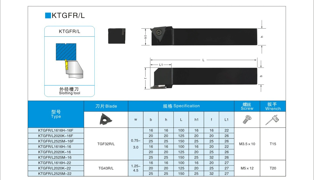 BEYOND KTGFR Grooving Tool Holder Carbide Lathe Cutter KTGFR1010H16 KTGFR1212H16 KTGFR1616H16 External Boring Bar