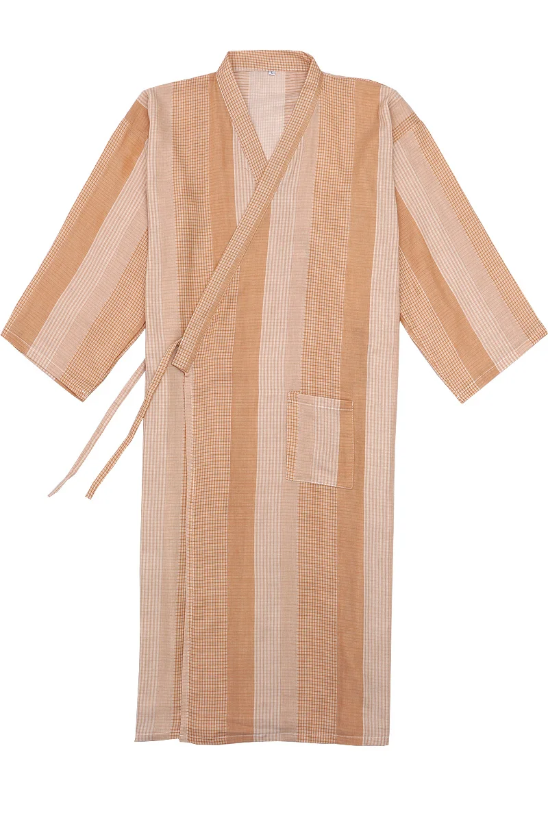 Japanese Traditional Retro Style Summer Robe Pajamas Soft Loose Cotton Man Bathrobe Kimono Hanfu Home Clothes Sleep Lounge Wear