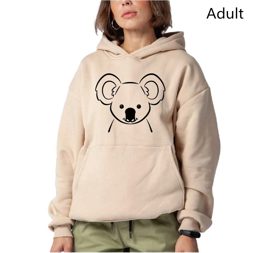 

Parent-Child Outfit Koala Cuteness Childrens Spring Kids Hoodie Cotton Mix Multi Colour Adult Hoodie Gift Idea Top