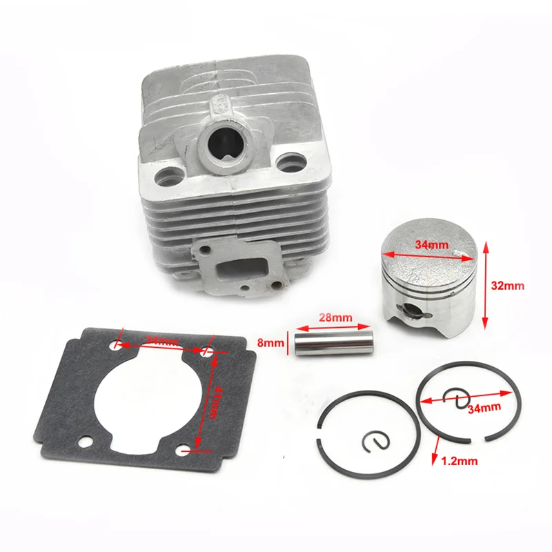 Imagem -04 - Junta de Anel de Pistão de Cilindro 26cc 34 mm para Peças Universais de Cortador de Grama Tl26 Cg260 Zenoah Bc260