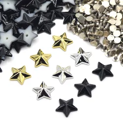 KALASO 50Sets Silver Gold Black Plated Acrylic Star Punk Studs Rivets Spikes for Shoes Bag Garment Decoration Accessories 13mm