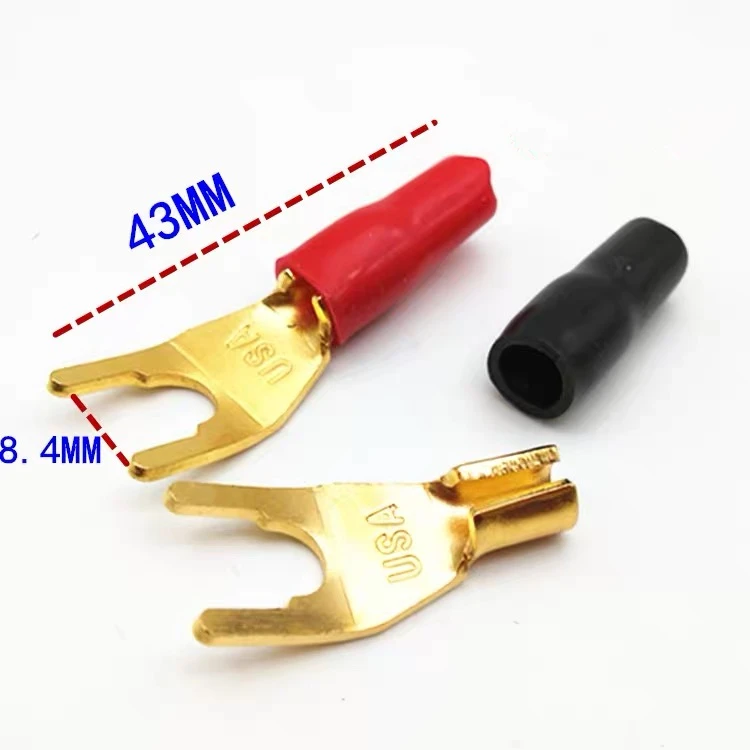 4 قطعة مطلية بالذهب النحاس قابس موزي 8.4 مللي متر U/Y نوع عالية الجودة موصل المتكلم سلك موصل مع البلاستيك مقبض