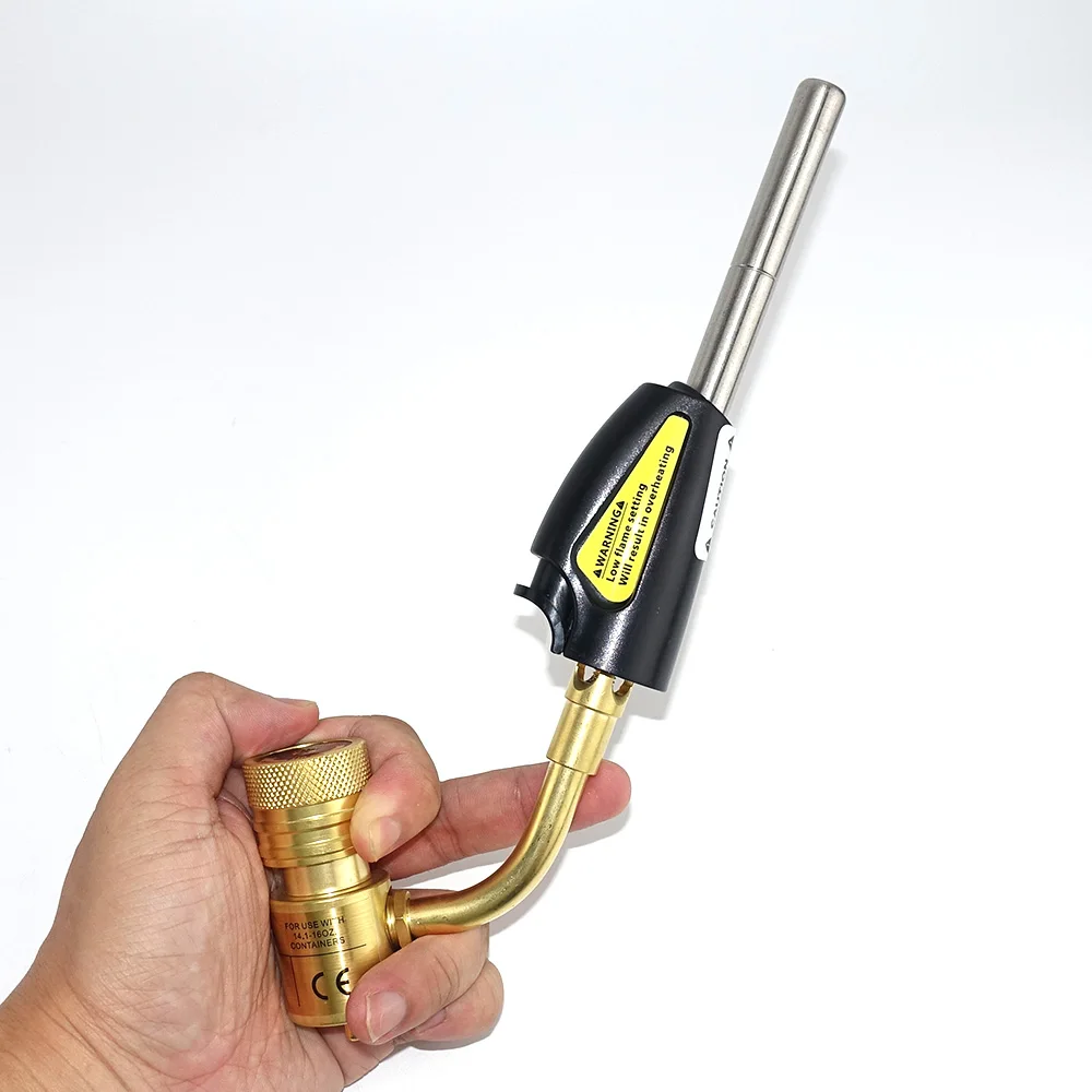 Mapp Gas Brazing Torch Piezo Ignition Trigger CGA600 Burner Heating Gun Propane Gas Plumbing Welding Blowtorch