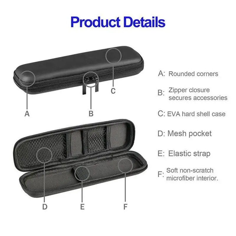 Portable EVA Black Hard Shell Pencil Case Protective Storage Pencil Case Carrying Pen Box For Pen Earphone Organize Pen Case