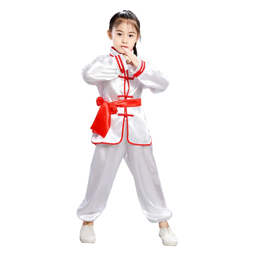 100-180cm Chinese Traditional New Year Costumes Wushu Kung Fu Uniform Children Adult Man Boys Tang Suit Taekwondo Performance