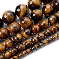 Natural Stone Round Tiger Eye Loose Spacer Beads for Jewelry Making DIY Bracelet Necklace Charms Accessories 4/6/8/10/12mm