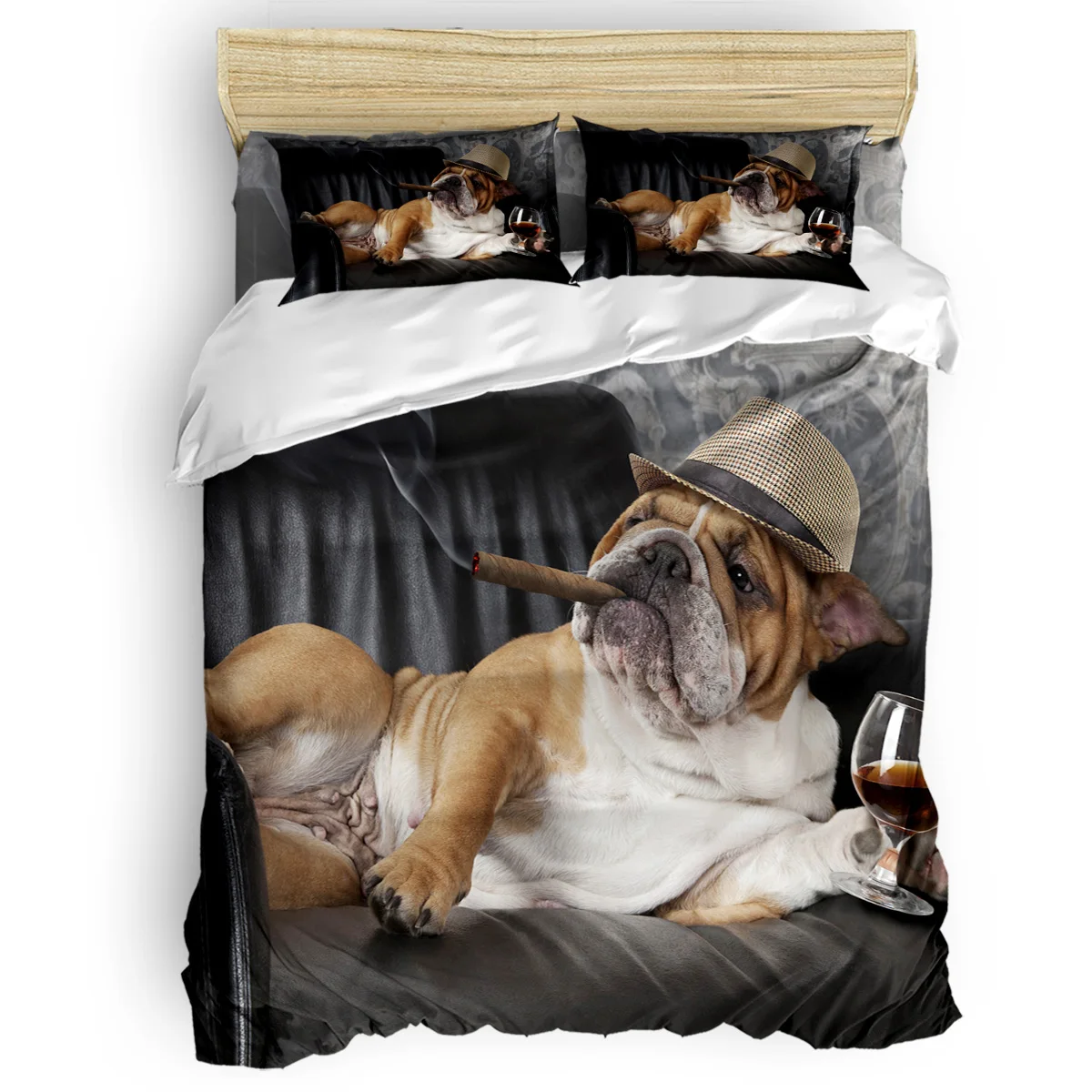 Smoking Dog Bulldog Leisurely Sofa Modern Bedding Set For Adult Kids Comforter Cloth Duvet Cover Nordic Bed Covers