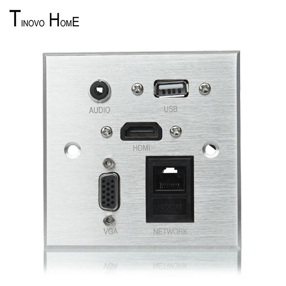 86 * 86mm aluminum alloy wall information socket / TV wall audio USB  VGA network interface Home Hotel School Office USE