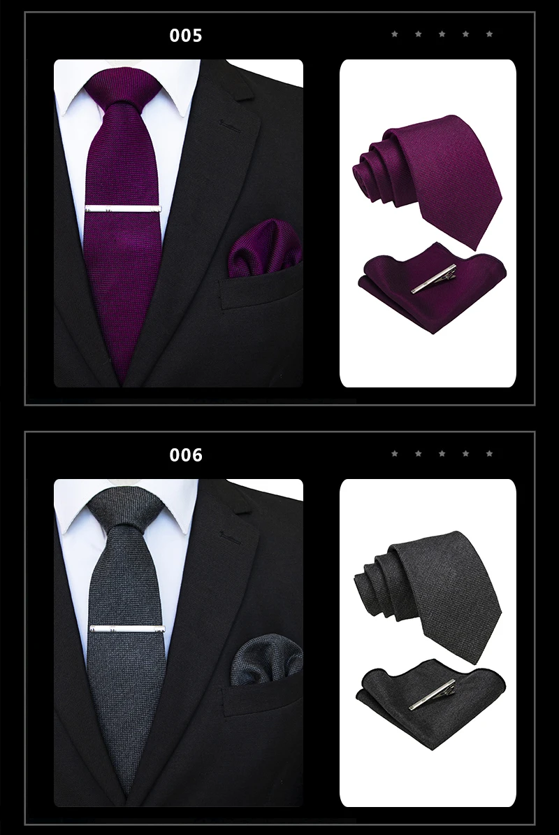 KAMBERFT Neue Herren-Wollkrawatte aus festem Mikrofaser, 8 cm, burgunderrote Krawatten und Einstecktuch-Set, Geschenk für Hochzeiten und Partys für Herren. – Detail 5