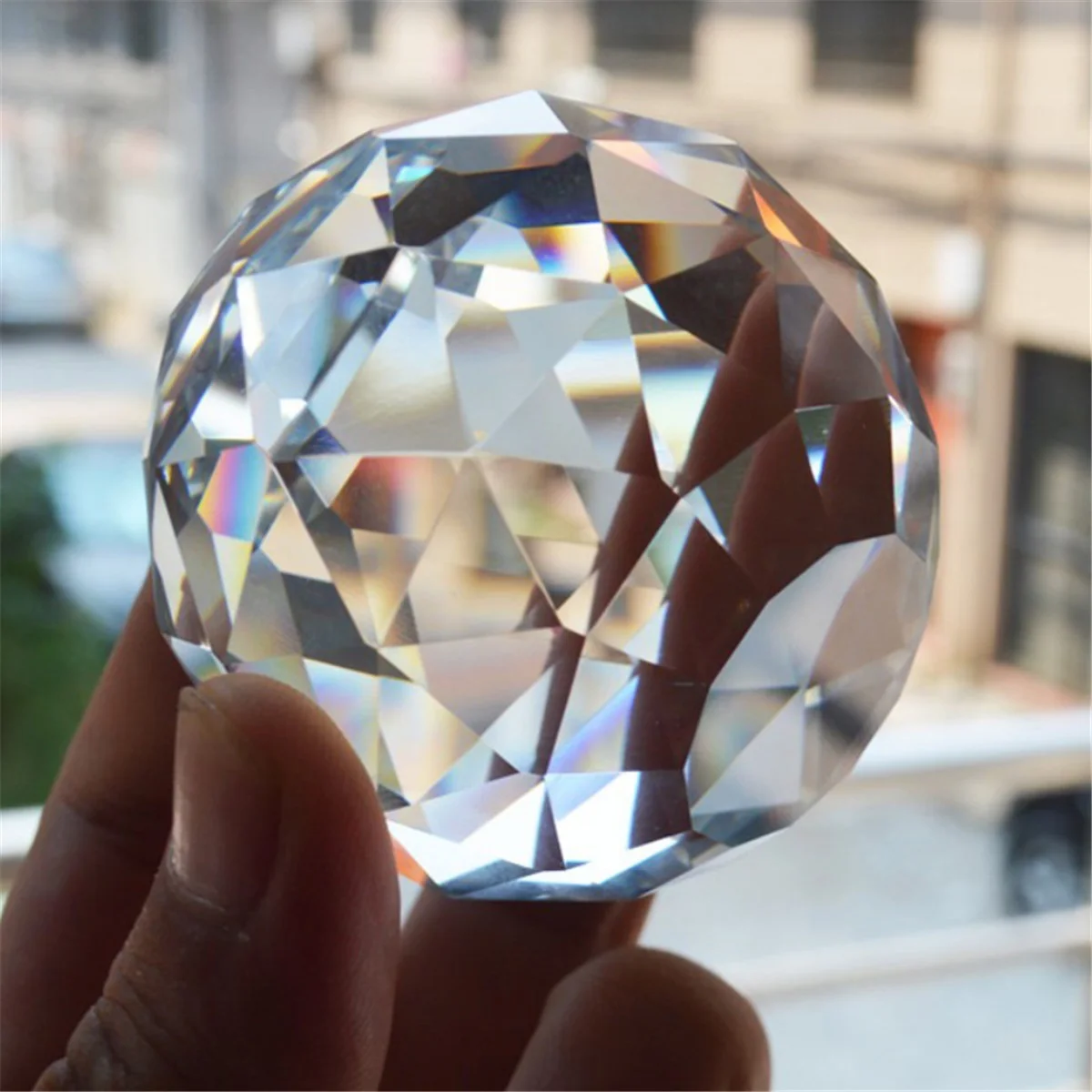 25/30/40mm Clear Crystal Sphere Faceted Gazing Ball Prisms Sun catcher Rainbow