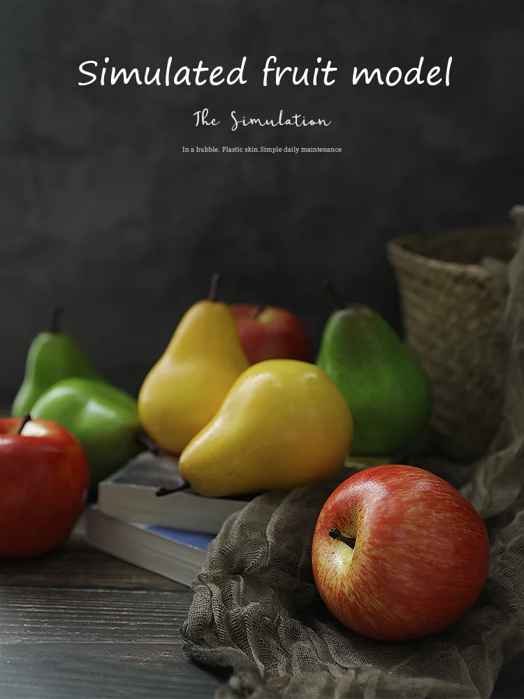 ประดิษฐ์ Fake Cherry Apple Pear จำลองเครื่องประดับหัตถกรรมอาหารสำหรับงานแต่งงานหน้าแรกตกแต่ง Props ถ่ายภาพ