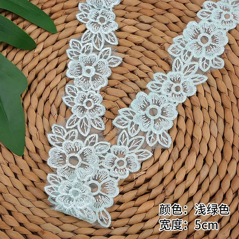 5CM Width Embroidered Organza Flower Lace Trim Ribbons Fabric  DIY Sewing Handmade Craft Materials Clothes Accessories Home Deco