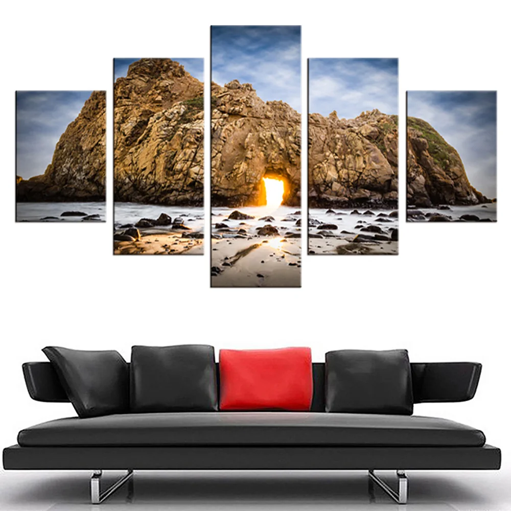 5 Pieces Wall Art Canvas Painting Landscape Poster Boulders Modular Pictures Living Room Modern Home Decoration Framework